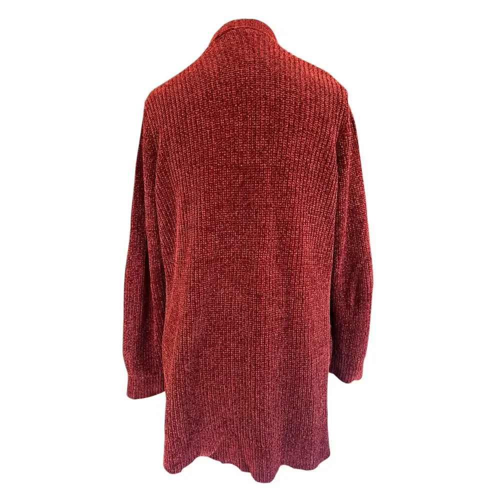 Matty M Chenille Open Front Cardigan | Women’s Small | Rust Red - Picture 5 of 7